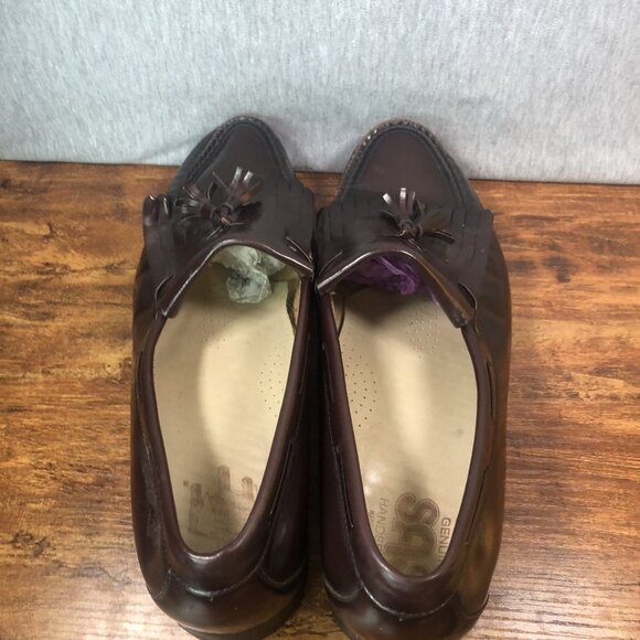 SAS Mens Size 13 M Burgundy Kiltie Tassel Leather Loafer Slip‎ On Dress Shoes - Picture 4 of 10